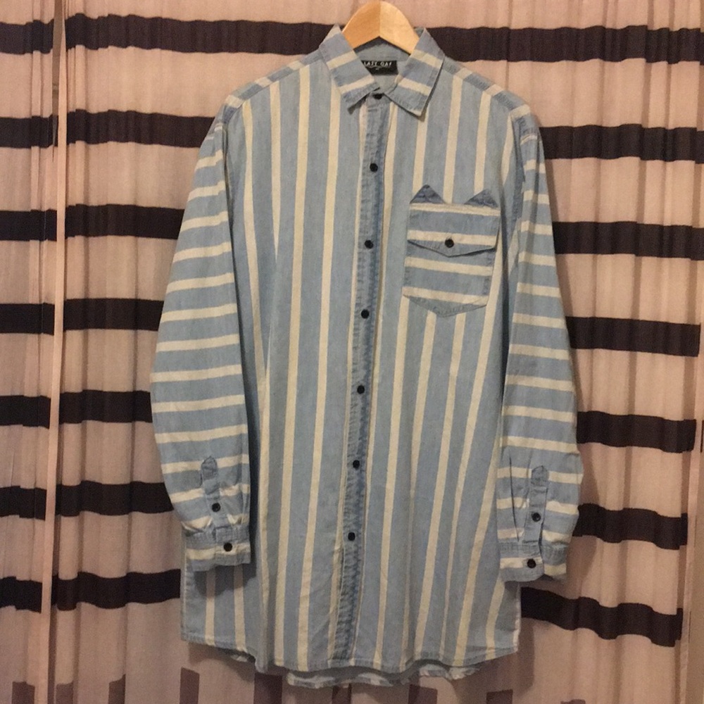 Lazy Oaf striped chambray top dress cat ear pocket